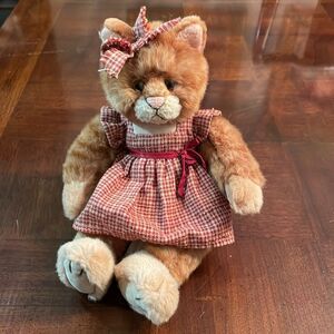Russ Kittra Kitty Cat Plush Orange Tabby 10” Stuffed Red Dress